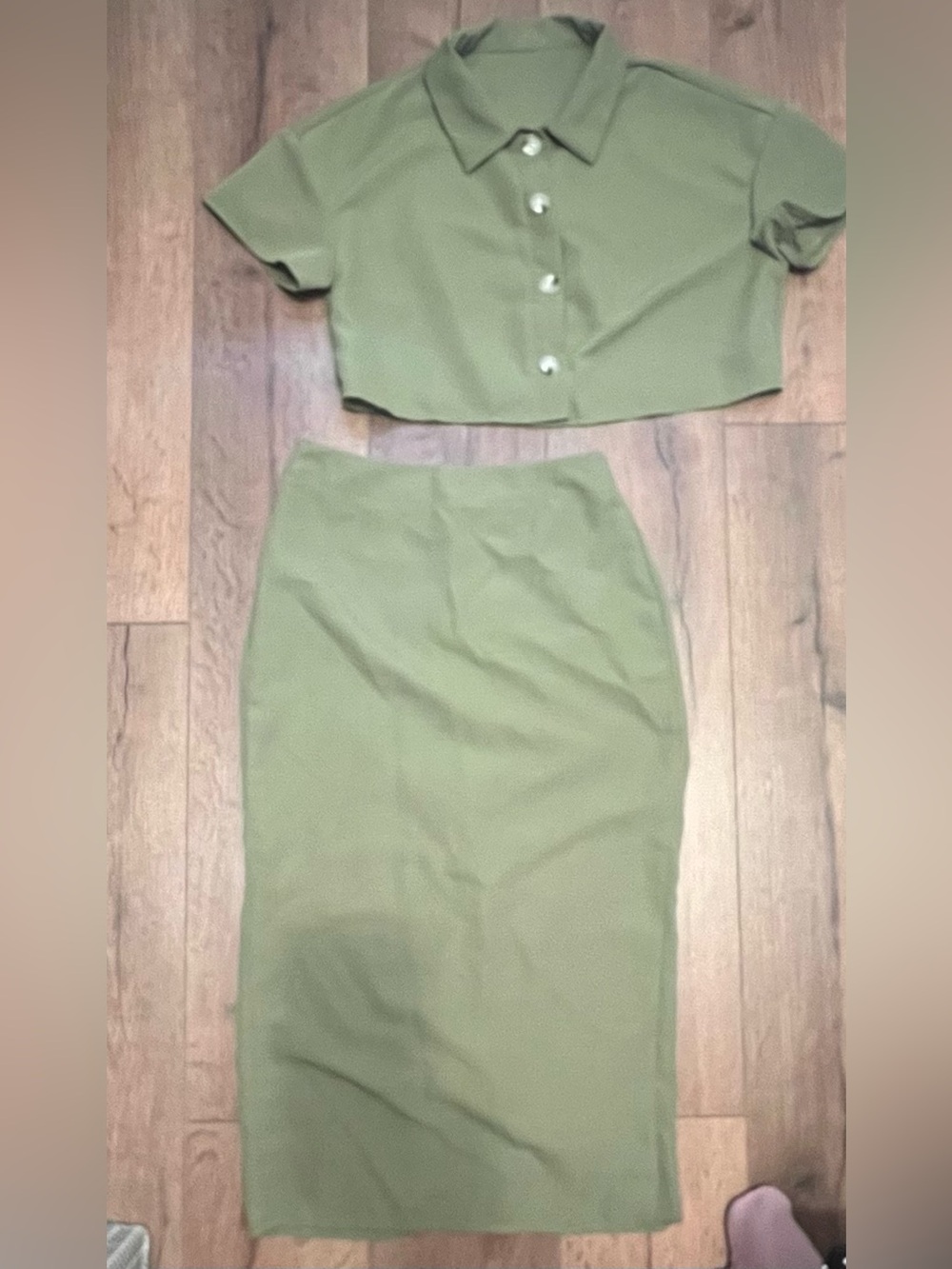 SHEIN Olive Green High-Waist Pencil Skirt